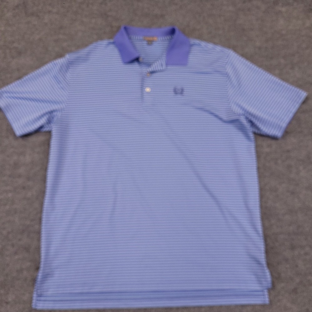 Peter Millar Summer Comfort Golf Polo Mens XL Pencil Striped Performance Stretch